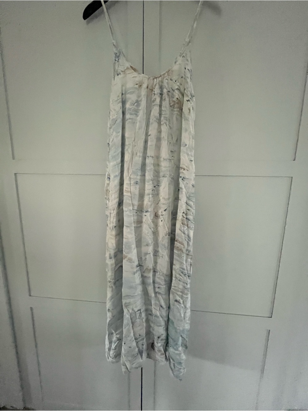 Anthropologie Light Blue and Cream Marble Maxi Dress